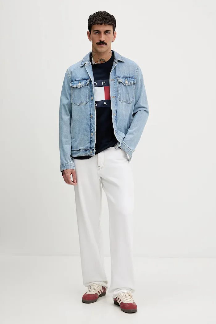 Tommy Jeans тениска мъжка от памук тъмносина DM0DM22645
