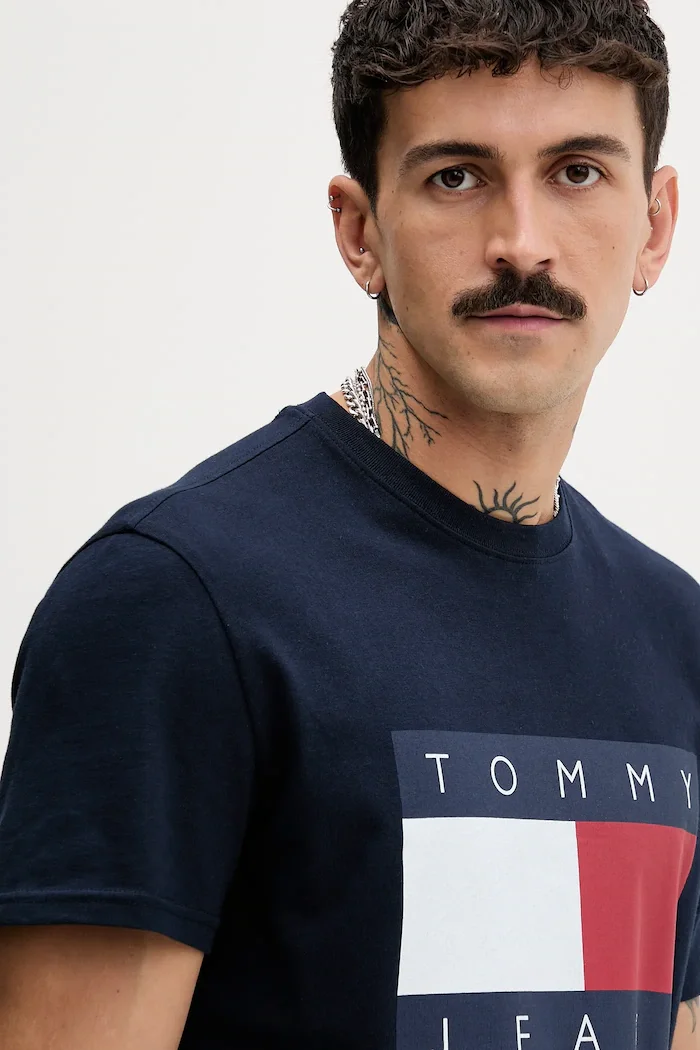 Tommy Jeans тениска мъжка от памук тъмносина DM0DM22645