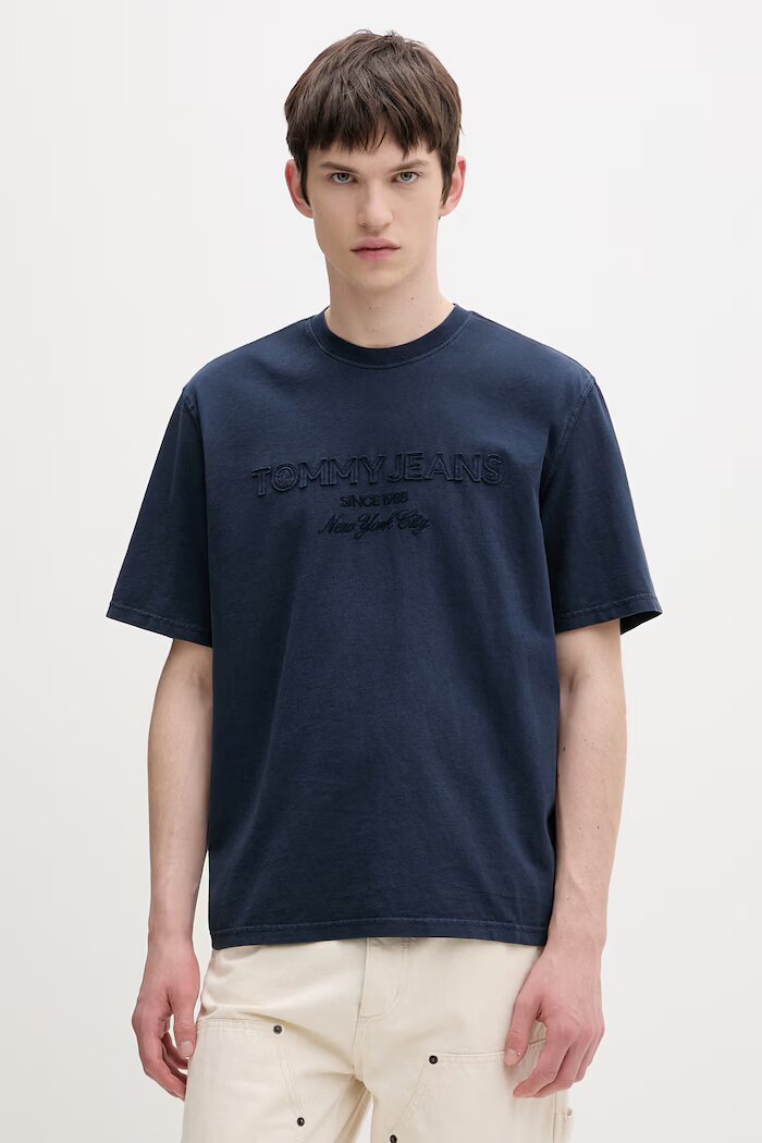 Tommy Jeans тениска мъжка от памук тъмносиня DM0DM22545