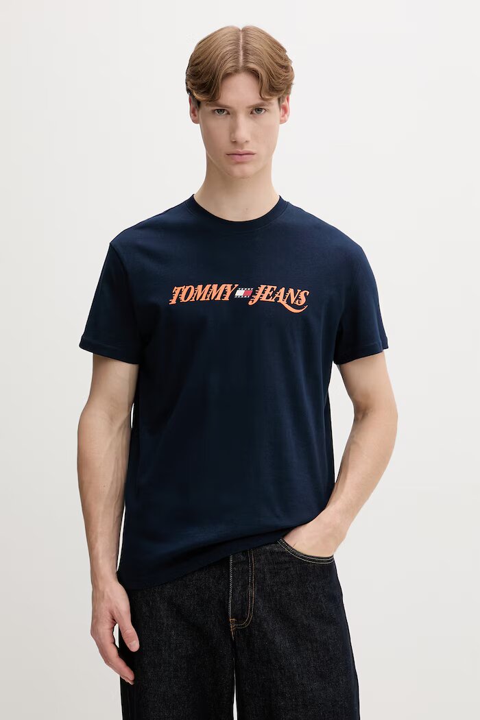 Tommy Jeans тениска мъжка от памук тъмносиня DM0DM22548