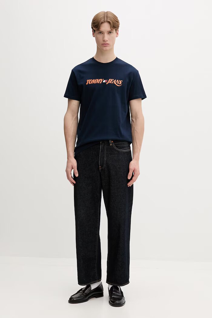 Tommy Jeans тениска мъжка от памук тъмносиня DM0DM22548
