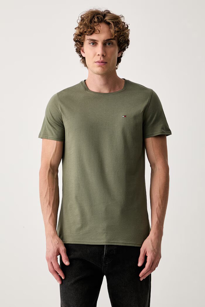Tommy Jeans тениска мъжка от памук зелена DM0DM04411