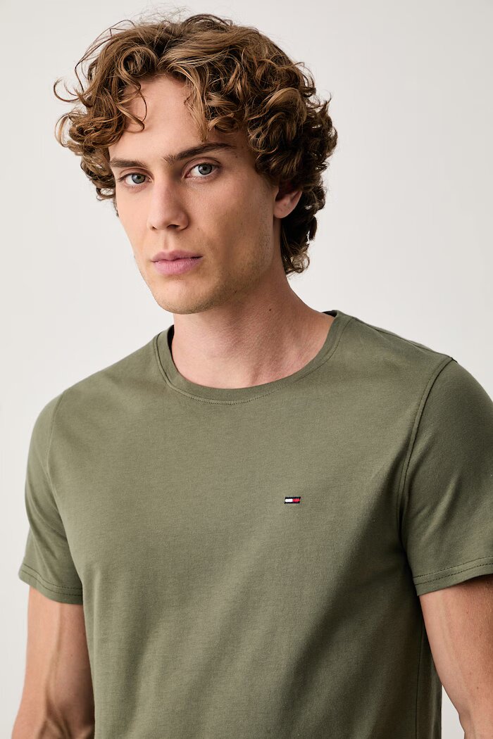 Tommy Jeans тениска мъжка от памук зелена DM0DM04411