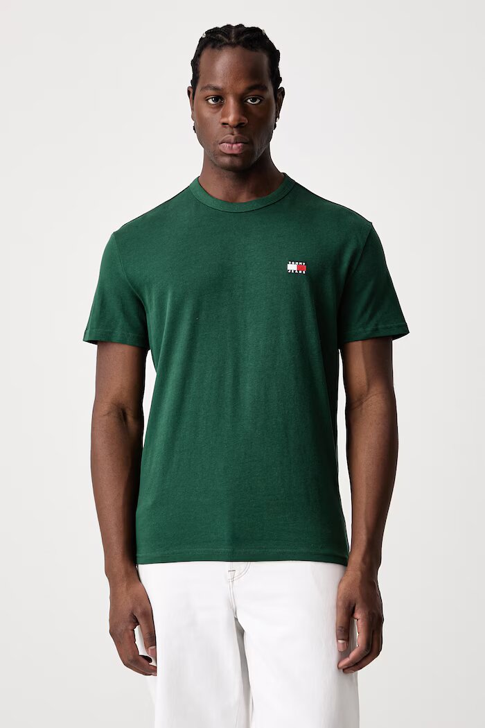 Tommy Jeans тениска мъжка от памук зелена DM0DM20322
