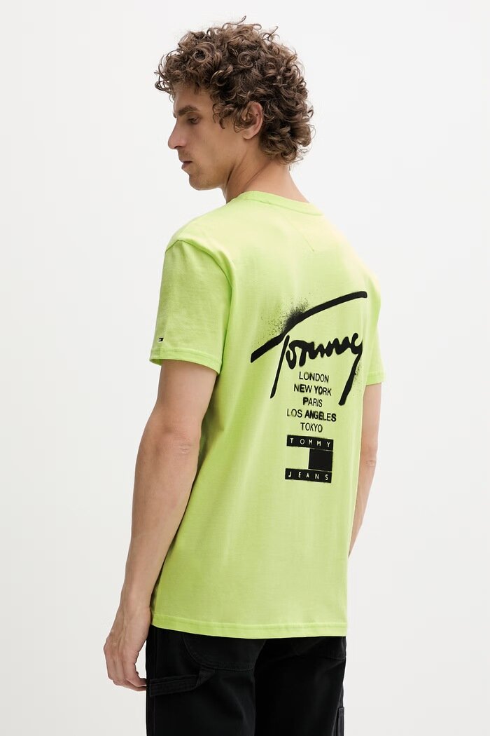 Tommy Jeans тениска мъжка от памук зелена DM0DM22553