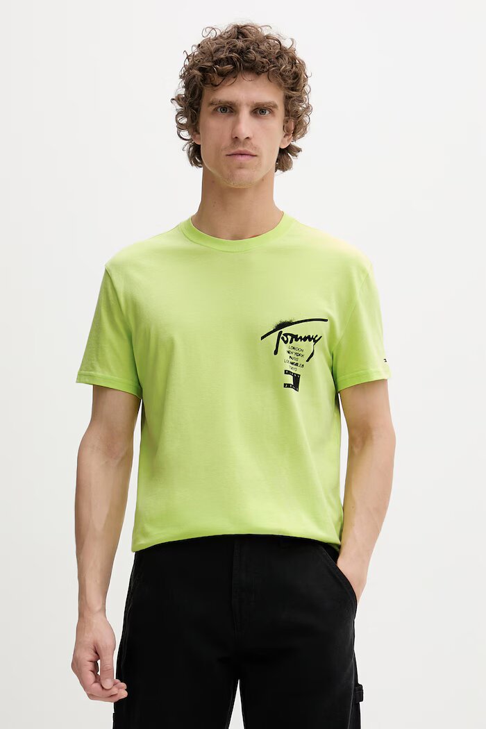 Tommy Jeans тениска мъжка от памук зелена DM0DM22553