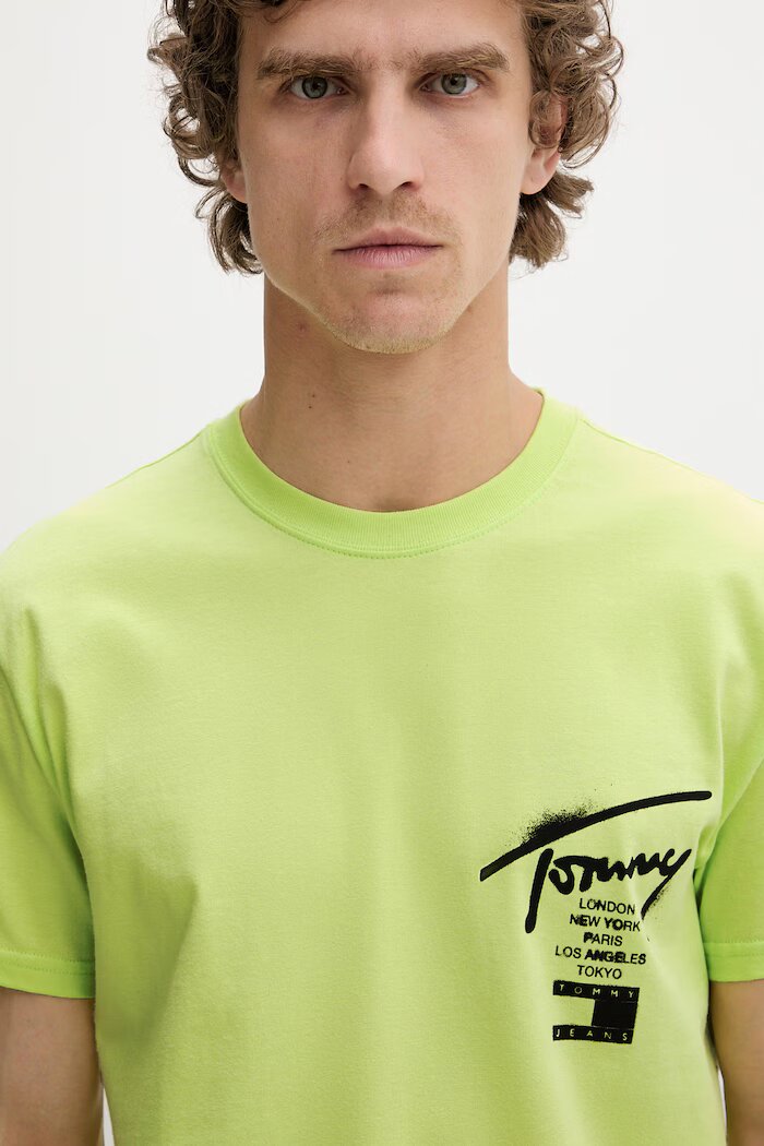 Tommy Jeans тениска мъжка от памук зелена DM0DM22553