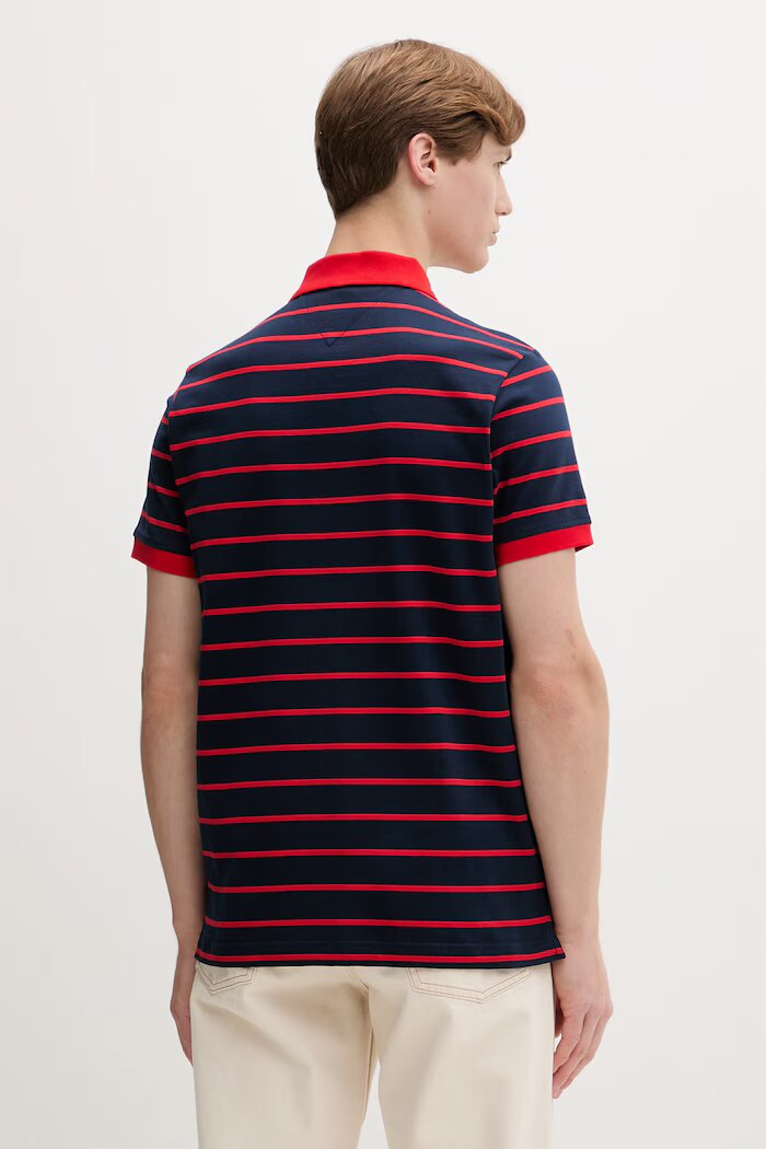 Tommy Jeans тениска с яка мъжка от памук тъмносиня DM0DM22708