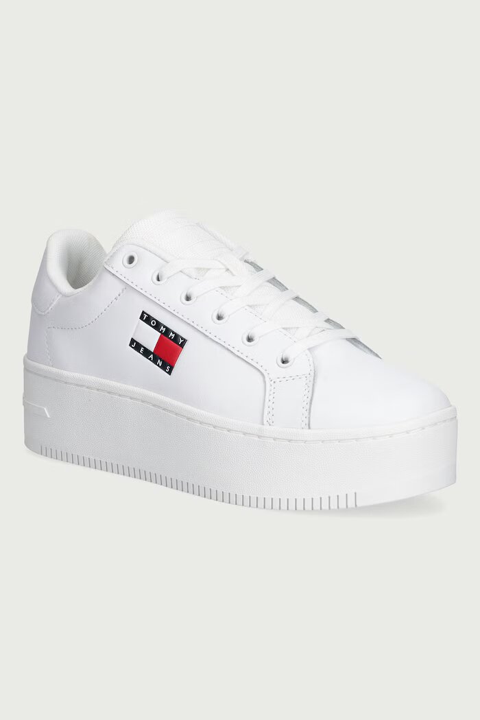 Tommy Jeans TJW FLATFORM SNEAKER маратонки дамски от кожа бели EN0EN02932