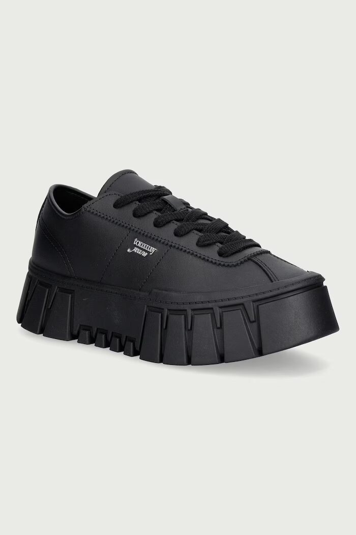 Tommy Jeans TJW PLATFORM SNEAKER LEATHER LC маратонки дамски от кожа черни EN0EN03165