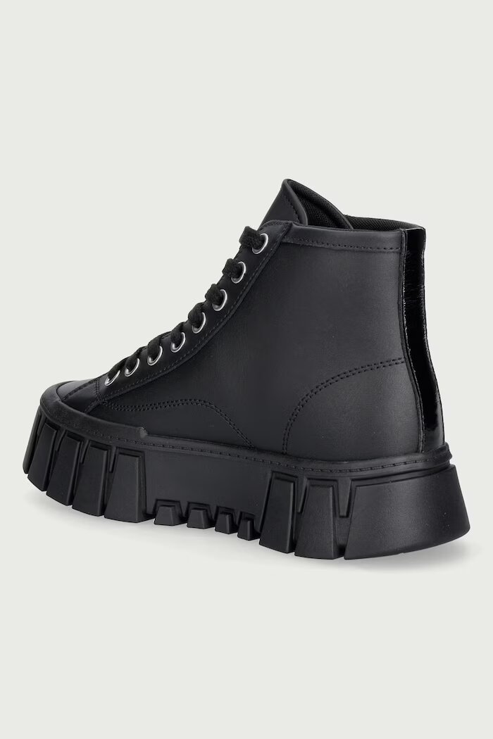 Tommy Jeans TJW PLATFORM SNEAKER LEATHER MC високи кецове дамски от кожа черни високи EN0EN03133