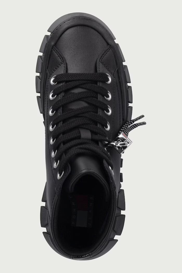 Tommy Jeans TJW PLATFORM SNEAKER LEATHER MC високи кецове дамски от кожа черни високи EN0EN03133