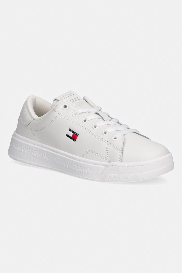 Tommy Jeans TJW SCRIPT CUPSOLE маратонки дамски кожени бели EN0EN02960