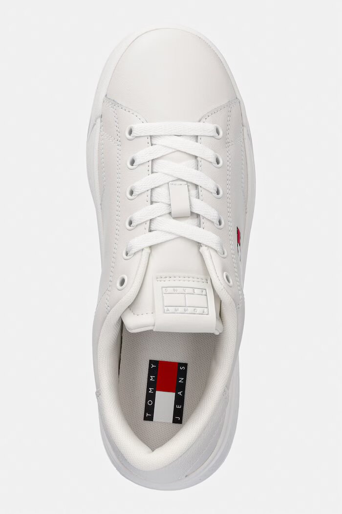 Tommy Jeans TJW SCRIPT CUPSOLE маратонки дамски кожени бели EN0EN02960