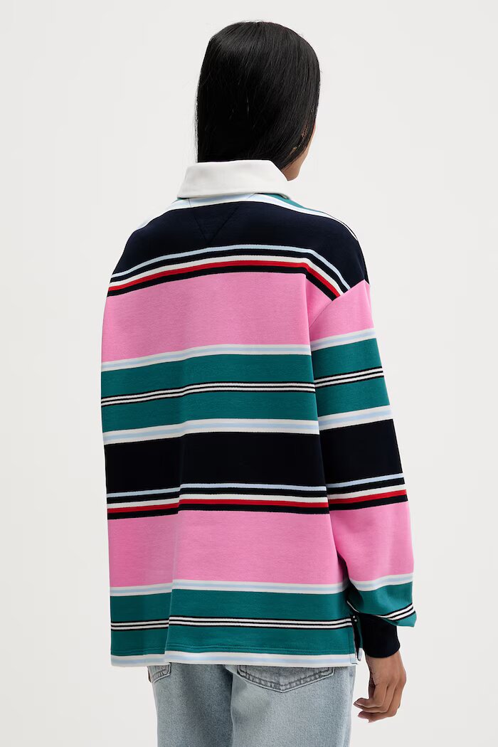 Tommy Jeans уголемен суичър дамски от памук розов DW0DW23483