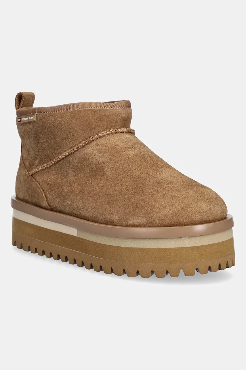Tommy Jeans Велурени апрески TJW FLATFORM SNOW BOOT SUEDE