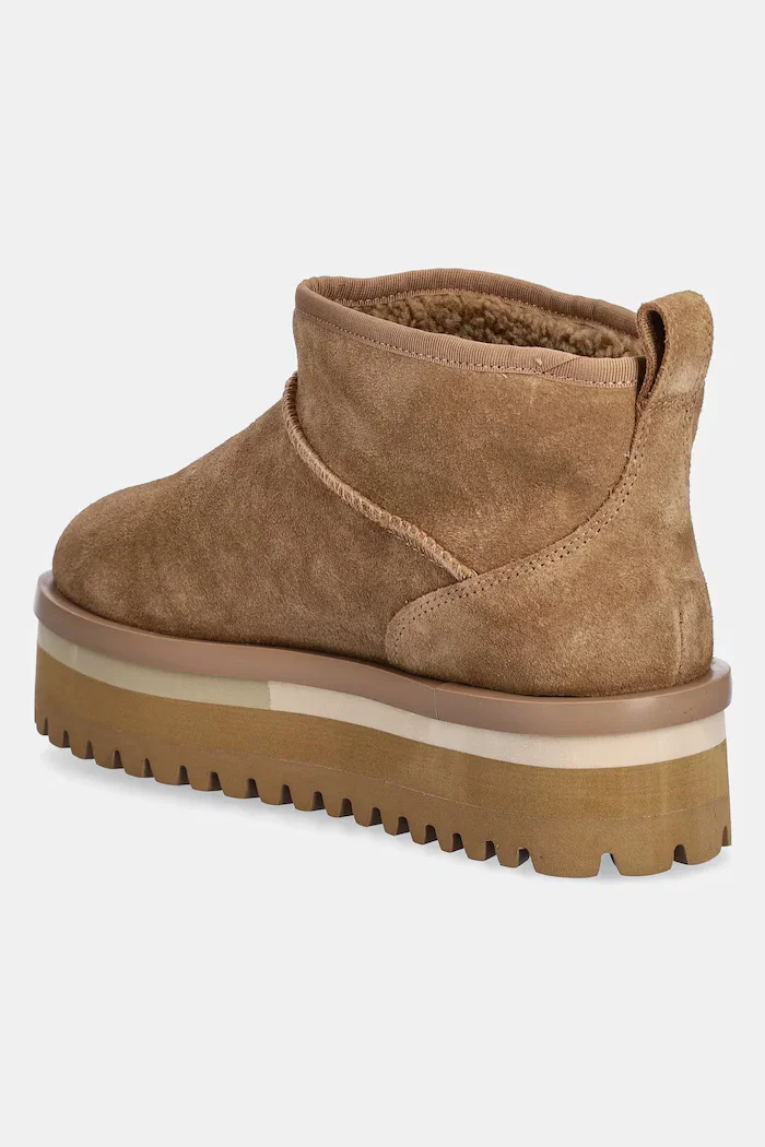 Tommy Jeans Велурени апрески TJW FLATFORM SNOW BOOT SUEDE в бежово EN0EN02841