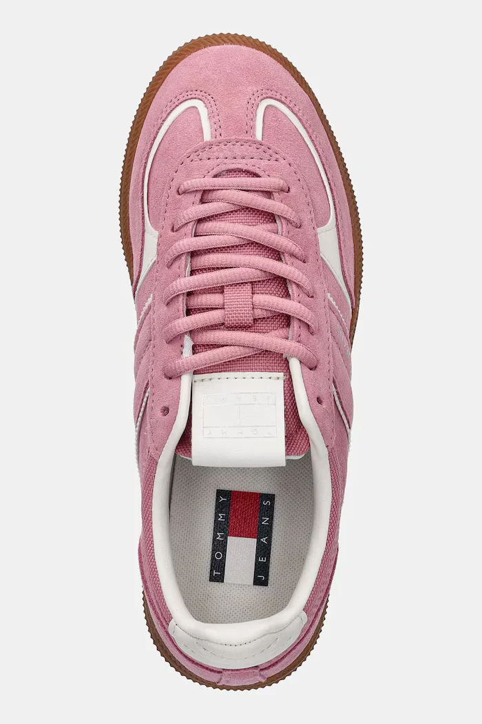 Tommy Jeans Велурени маратонки THE GREENWICH EDGE в розово EN0EN02838