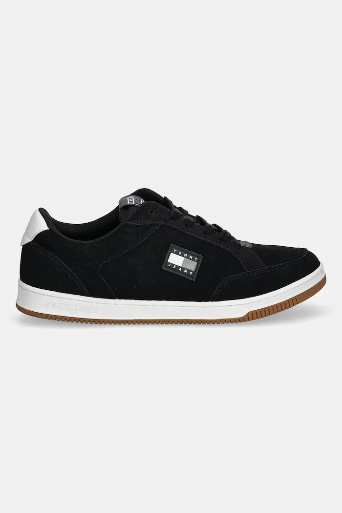 Tommy Jeans Велурени маратонки TJM CUPSOLE LONG LACE SKATE мъжки в черно EM0EM01602