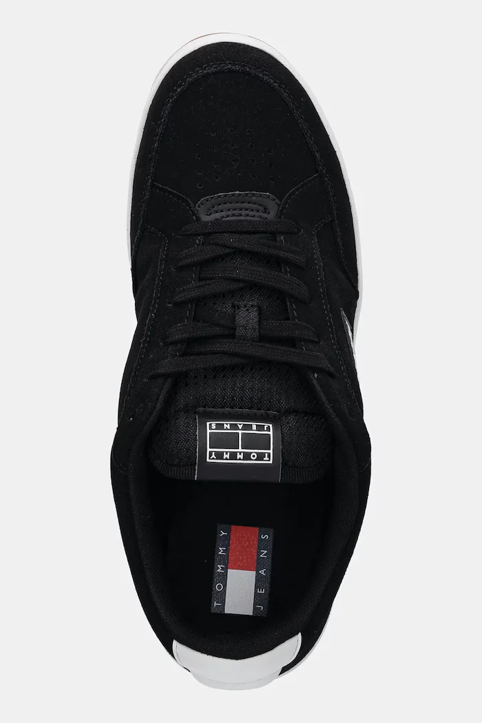 Tommy Jeans Велурени маратонки TJM CUPSOLE LONG LACE SKATE мъжки в черно EM0EM01602
