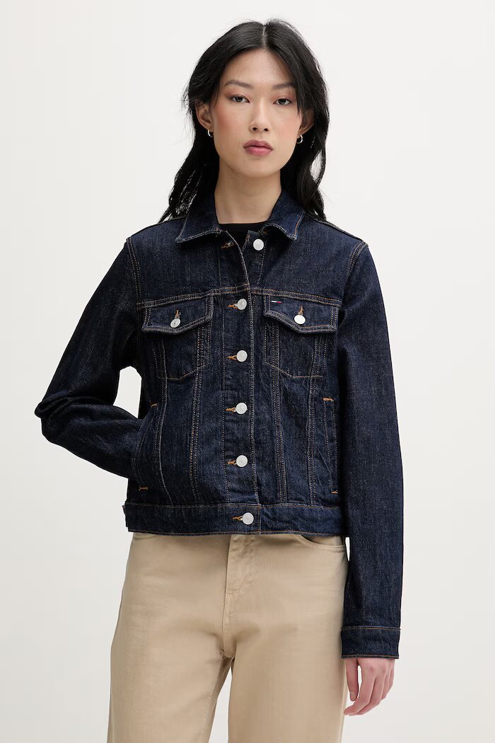 Tommy Jeans яке дамско от деним тъмносиньо DW0DW22719