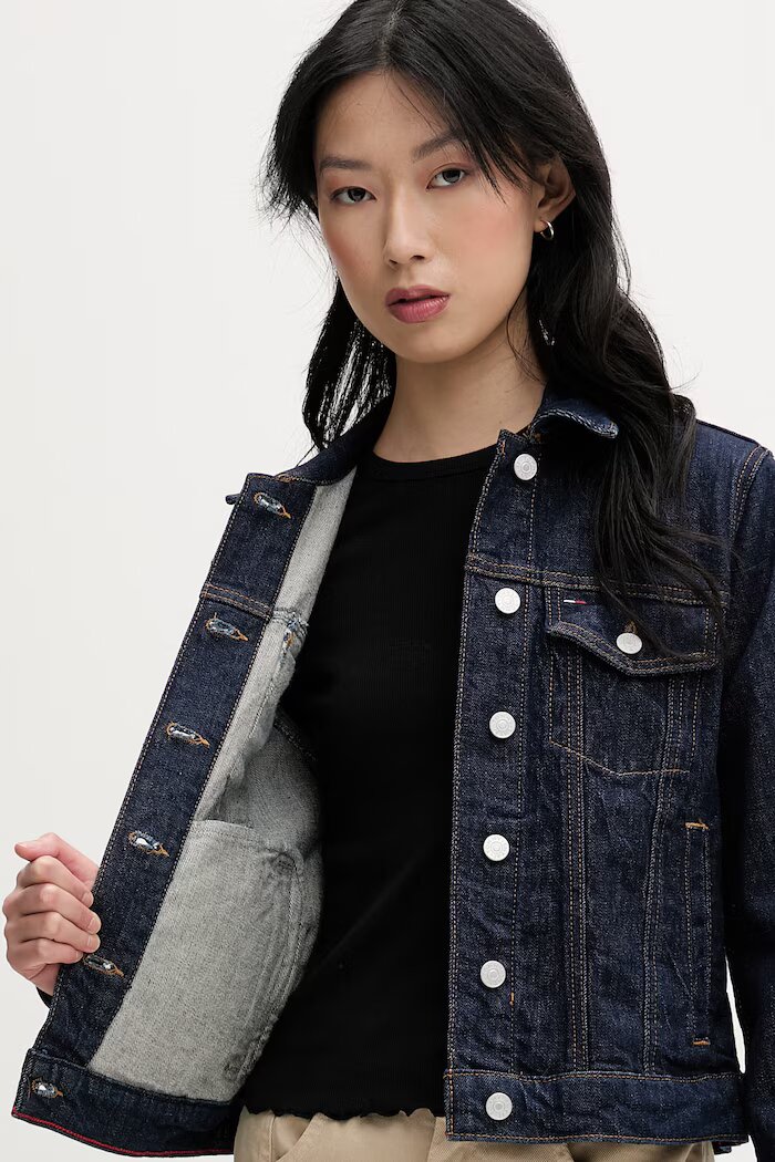 Tommy Jeans яке дамско от деним тъмносиньо DW0DW22719