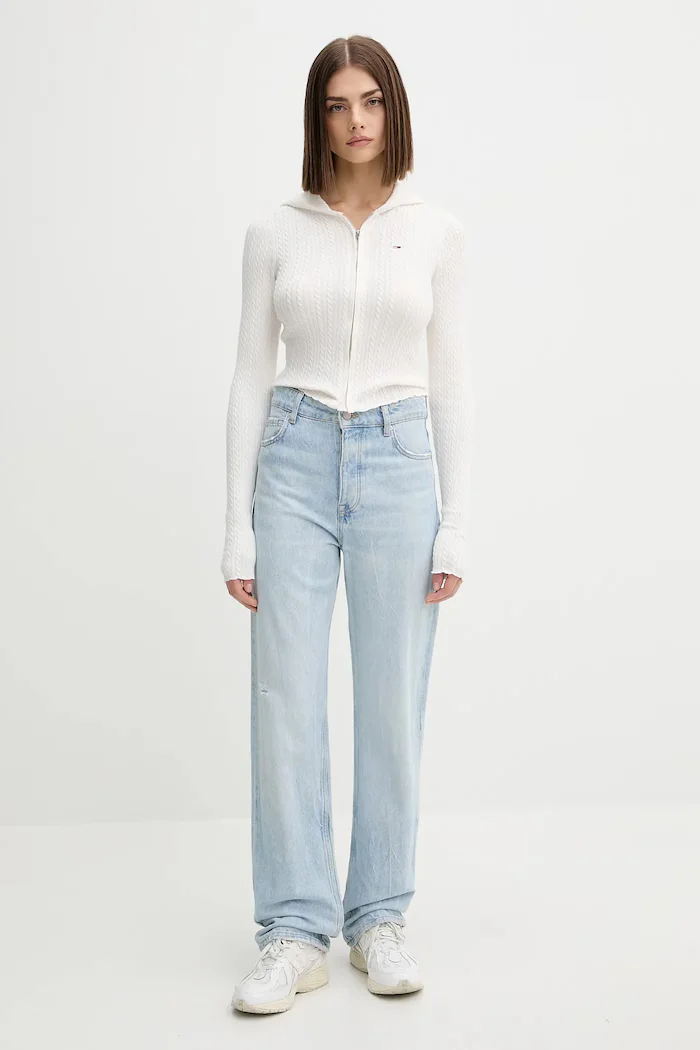 Tommy Jeans Жилетка дамска в бяло от лека материя DW0DW21673