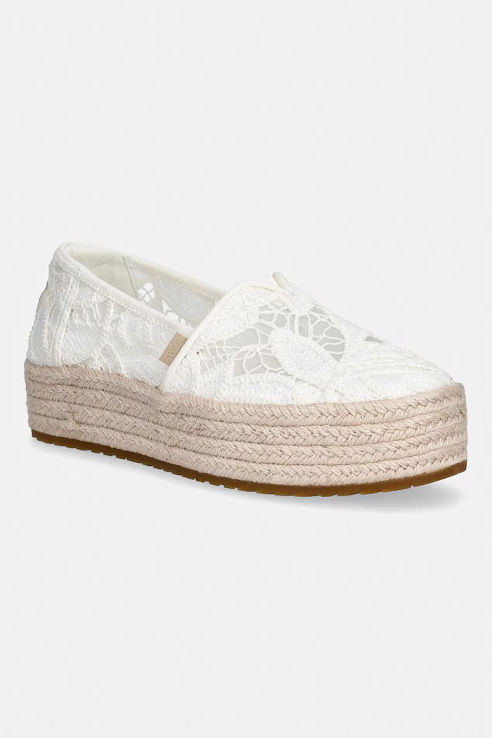 TOMS еспадрили обувки с платформа дамски VALENCIA бели 10023045