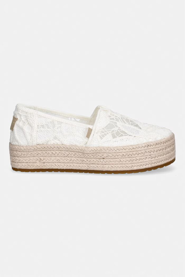 TOMS еспадрили обувки с платформа дамски VALENCIA бели 10023045