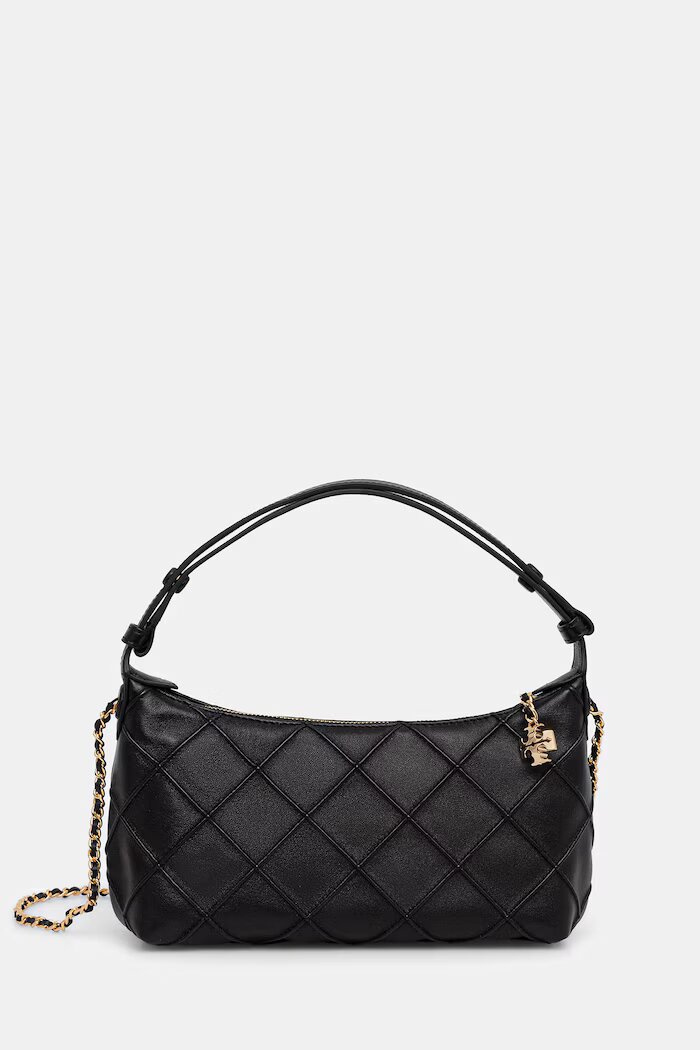 Tory Burch чанта crossbody дамска от кожа Fleming черна 179966