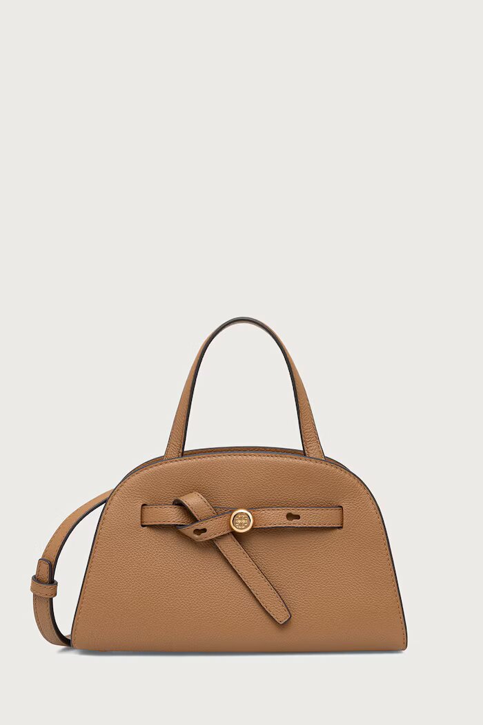 Tory Burch чанта crossbody дамска от кожа Romy Small Bauletto бежова 179989
