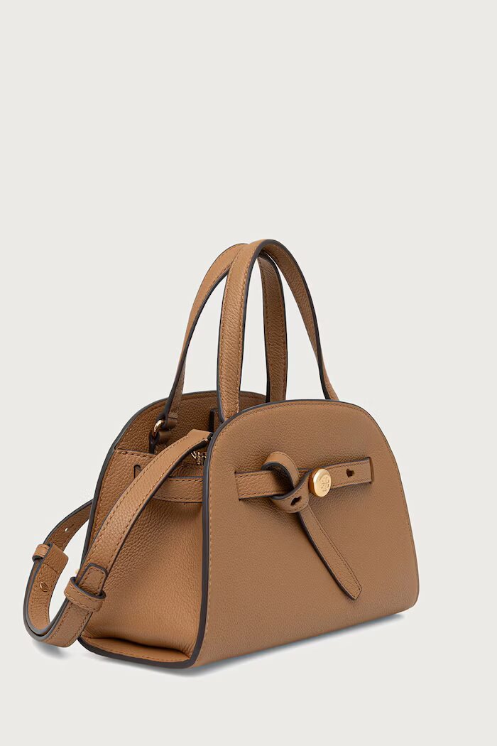 Tory Burch чанта crossbody дамска от кожа Romy Small Bauletto бежова 179989
