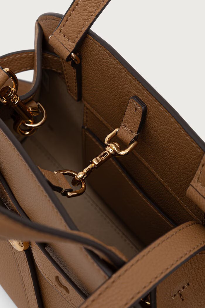 Tory Burch чанта crossbody дамска от кожа Romy Small Bauletto бежова 179989