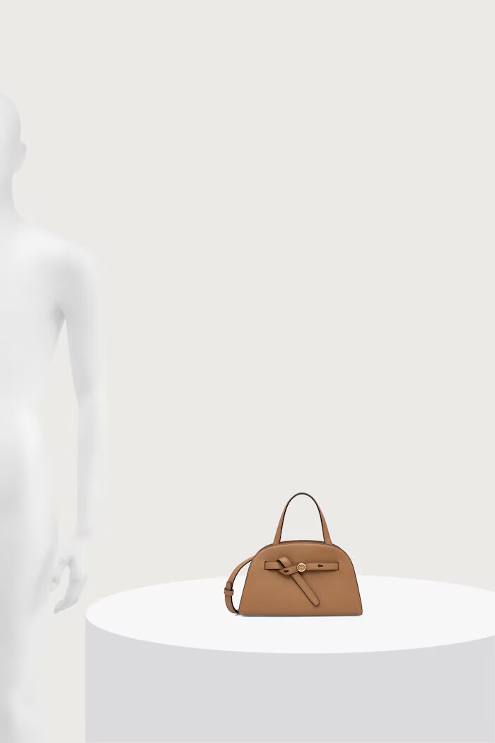 Tory Burch чанта crossbody дамска от кожа Romy Small Bauletto бежова 179989