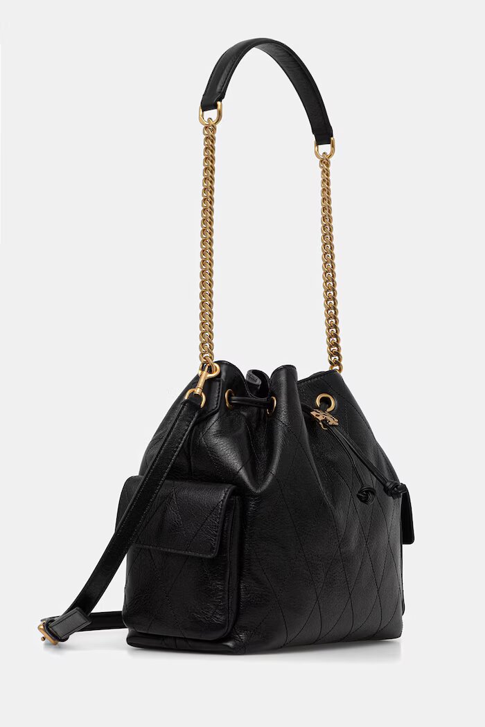 Tory Burch чанта с дълга дръжка дамска от кожа Charlie черна 185831