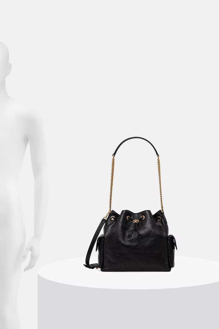 Tory Burch чанта с дълга дръжка дамска от кожа Charlie черна 185831