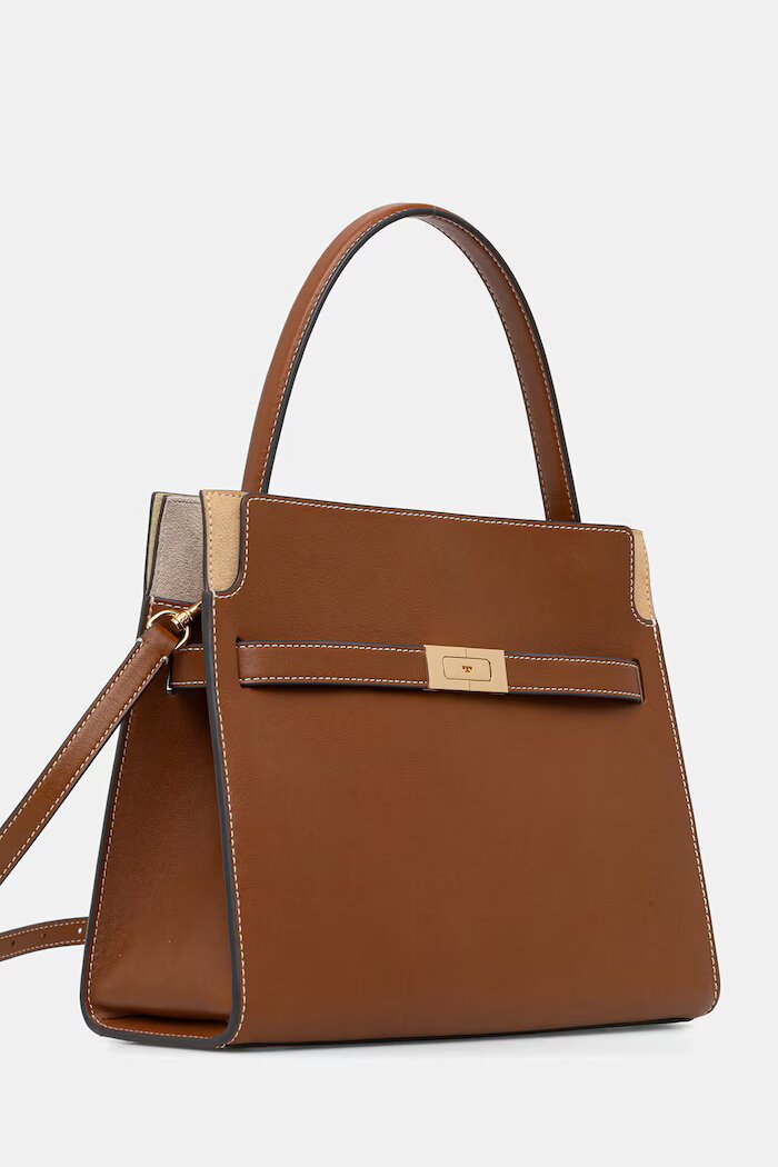 Tory Burch чанта tote дамска от кожа Lee Radziwill кафява 179398