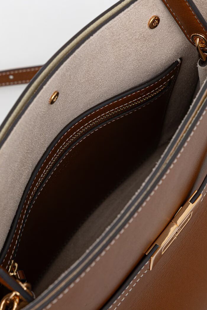 Tory Burch чанта tote дамска от кожа Lee Radziwill кафява 179398