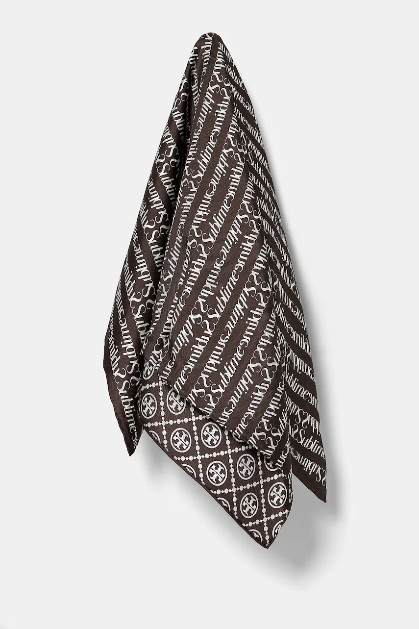 Tory Burch Копринено шалче T Monogram Sublime
