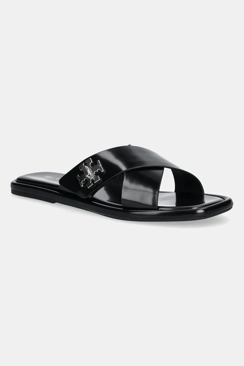 Tory Burch Кожени чехли T Lock Cross Band Slide