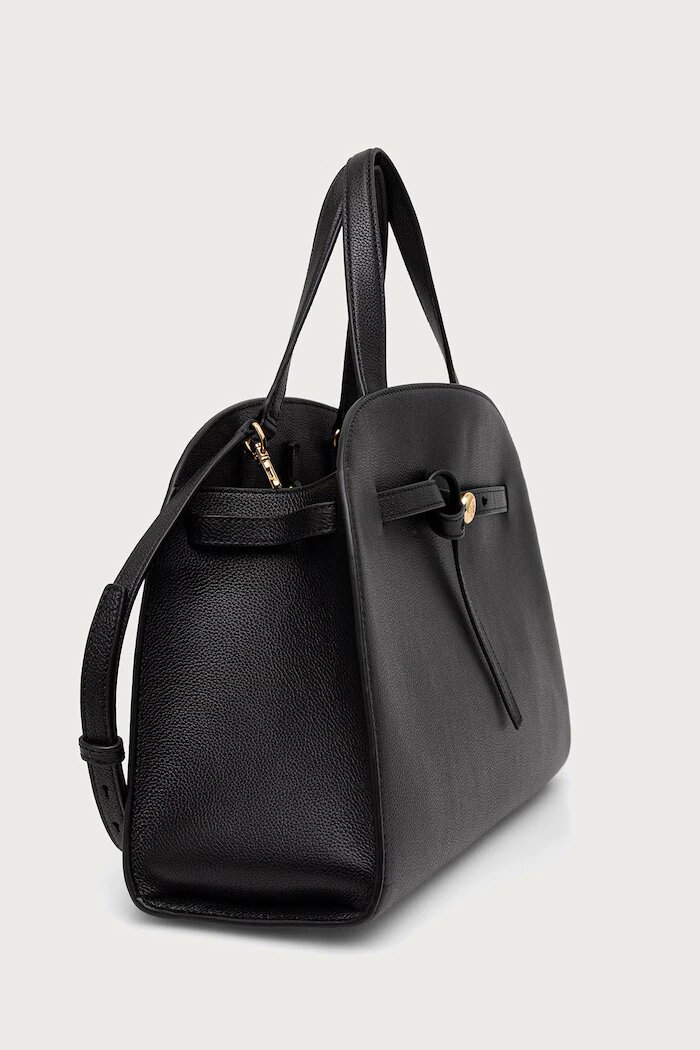 Tory Burch шопинг чанта дамска от кожа Romy черна 179990