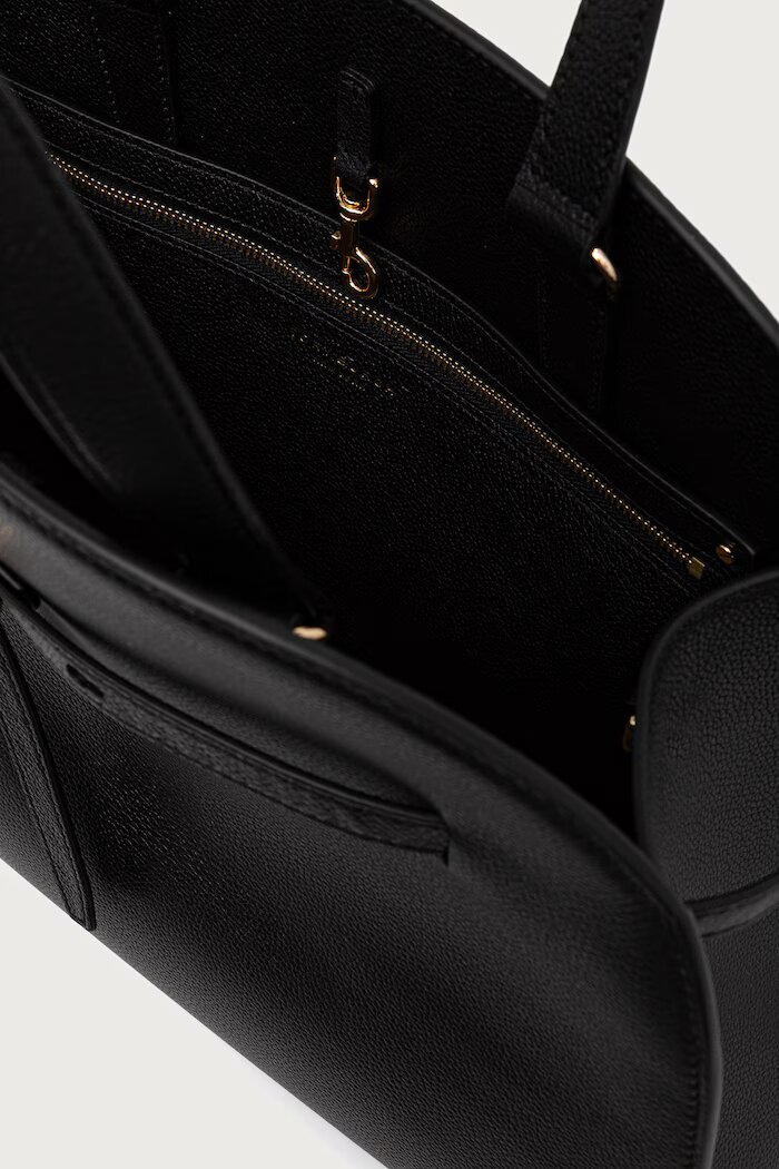 Tory Burch шопинг чанта дамска от кожа Romy черна 179990