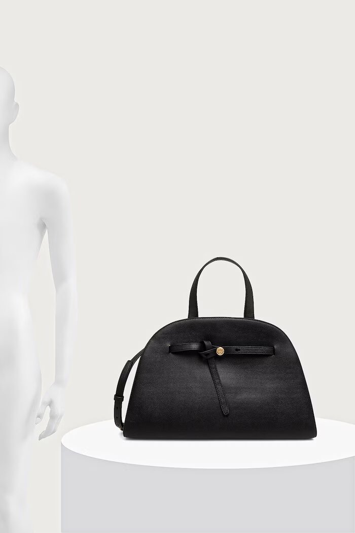 Tory Burch шопинг чанта дамска от кожа Romy черна 179990