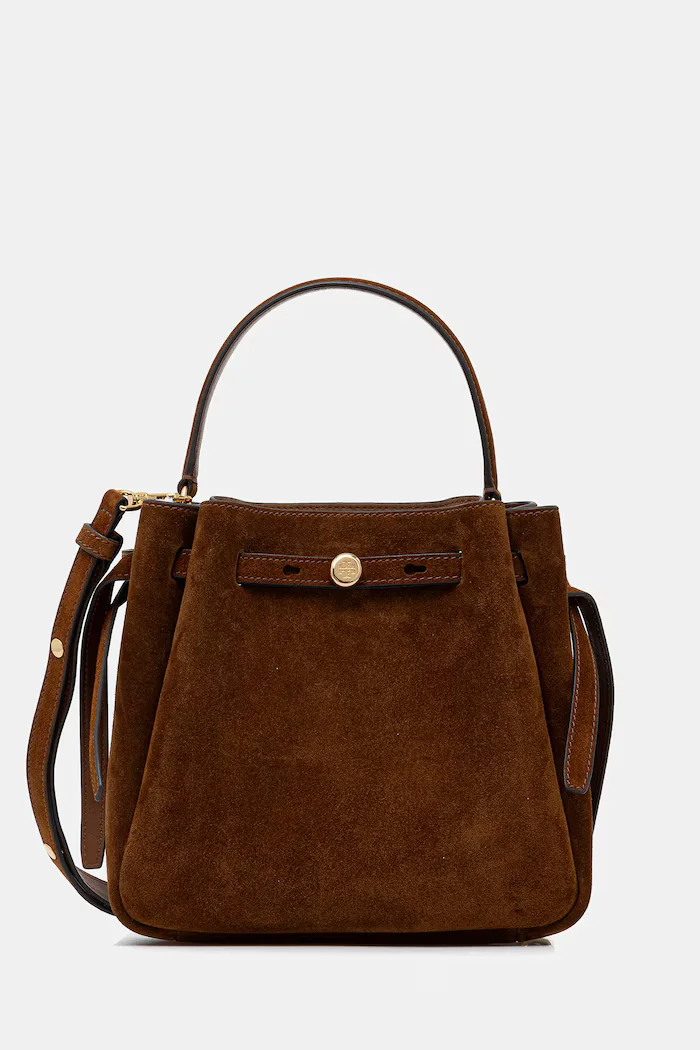 Tory Burch Велурена чанта Romy Suede в кафяво 174221-200