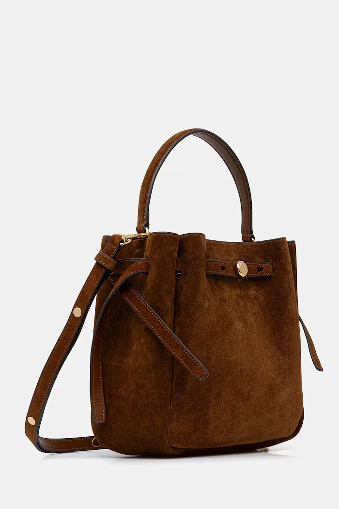 Tory Burch Велурена чанта Romy Suede в кафяво 174221-200
