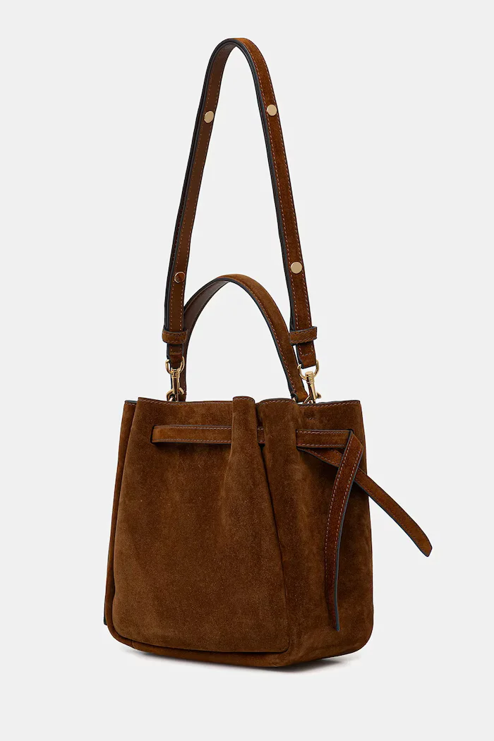 Tory Burch Велурена чанта Romy Suede в кафяво 174221-200