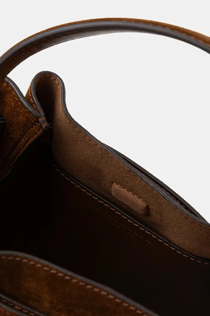 Tory Burch Велурена чанта Romy Suede в кафяво 174221-200