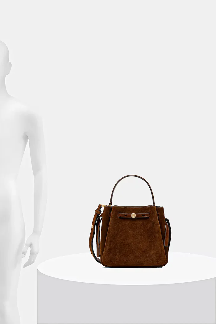 Tory Burch Велурена чанта Romy Suede в кафяво 174221-200
