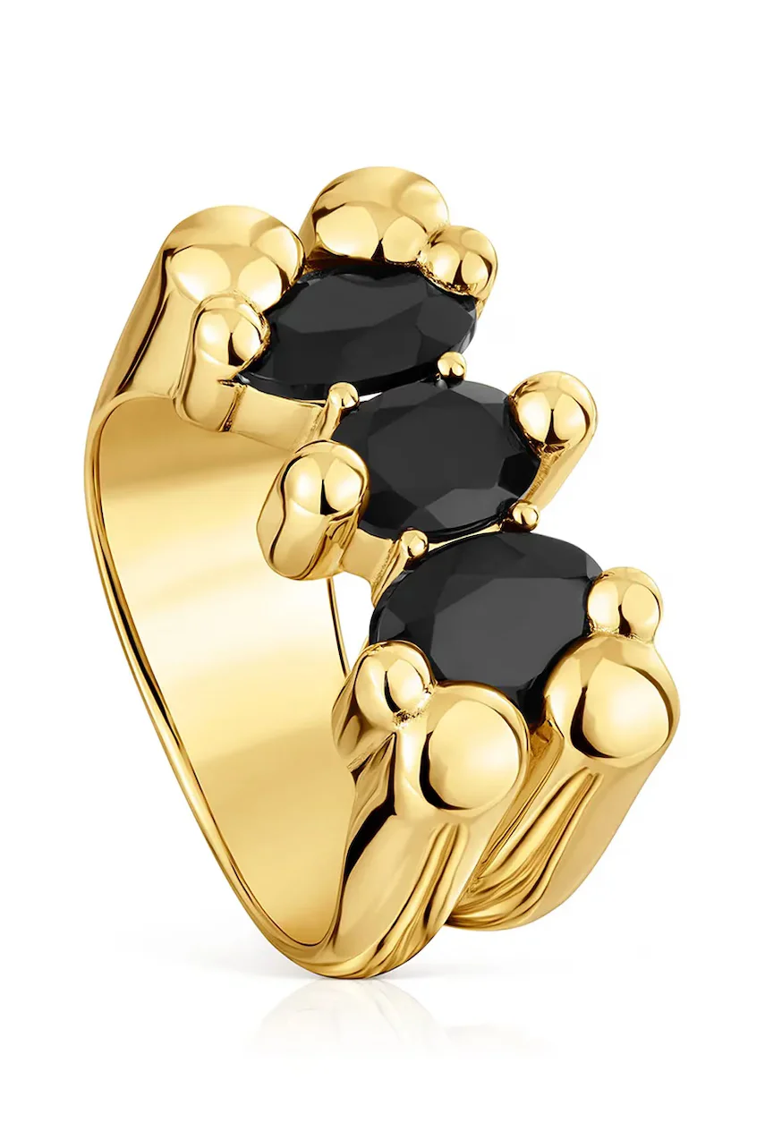 TOUS Позлатен сребърен пръстен 12 Bold Bear Gem