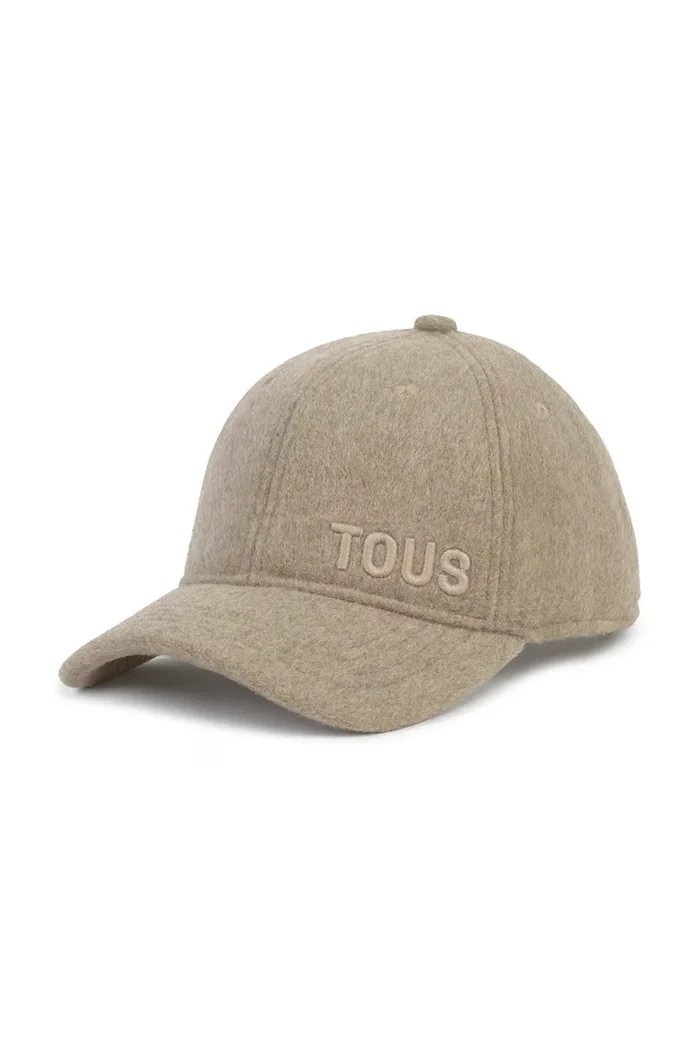 TOUS Вълнена шапка с козирка TEXTIL в бежово с изчистен дизайн 2002138543